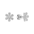 Natural Diamond 14k Gold Flower Stud Earrings by Fine Color Jewels