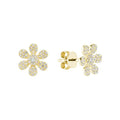 Natural Diamond 14k Gold Flower Stud Earrings by Fine Color Jewels