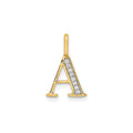 Natural Diamond Initial Letter 14k Gold Pendant by Fine Color Jewels