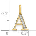Natural Diamond Initial Letter 14k Gold Pendant by Fine Color Jewels