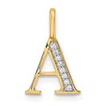 Natural Diamond Initial Letter 14k Gold Pendant by Fine Color Jewels