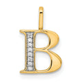 Natural Diamond Initial Letter 14k Gold Pendant by Fine Color Jewels