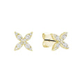Natural Diamond Marquise Flower 14k Gold Stud Earrings by Fine Color Jewels