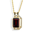 Natural Emerald Cut Red Garnet Pendant Necklace by Fine Color Jewels