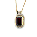 Natural Emerald Cut Red Garnet Pendant Necklace by Fine Color Jewels