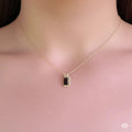 Natural Emerald Cut Red Garnet Pendant Necklace by Fine Color Jewels