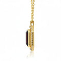 Natural Emerald Cut Red Garnet Pendant Necklace by Fine Color Jewels