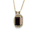 Natural Emerald Cut Red Garnet Pendant Necklace by Fine Color Jewels