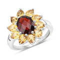 Natural Garnet and Citrine Sunflower Ring by Fine Color Jewels