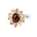 Natural Garnet and Citrine Sunflower Ring by Fine Color Jewels