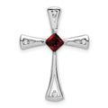 Natural Garnet and Diamond Cross Chain Slide Pendant by Fine Color Jewels