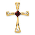 Natural Garnet and Diamond Cross Chain Slide Pendant by Fine Color Jewels