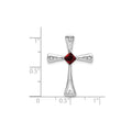 Natural Garnet and Diamond Cross Chain Slide Pendant by Fine Color Jewels