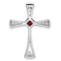 Natural Garnet and Diamond Cross Chain Slide Pendant by Fine Color Jewels