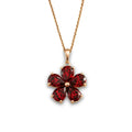 Natural Garnet Floral Pendant Necklace Silver by Fine Color Jewels
