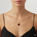 Natural Garnet Floral Pendant Necklace Silver by Fine Color Jewels