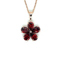 Natural Garnet Floral Pendant Necklace Silver by Fine Color Jewels