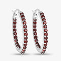 Natural Garnet Hoop Earrings by Fine Color Jewels