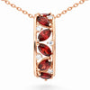 Natural Garnet Vertical Drop Pendant Necklace