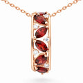 Natural Garnet Vertical Drop Pendant Necklace by Fine Color Jewels