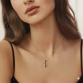 Natural Garnet Vertical Drop Pendant Necklace by Fine Color Jewels