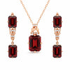 Natural Garnet & White Topaz Sterling Silver Drop Jewelry Set