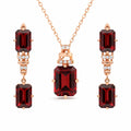 Natural Garnet & White Topaz Sterling Silver Drop Jewelry Set by Fine Color Jewels