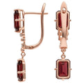Natural Garnet & White Topaz Sterling Silver Earrings by Fine Color Jewels
