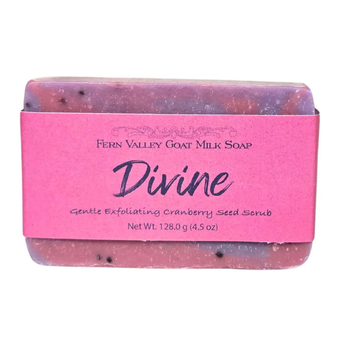 Natural Goat Milk Soap | Exfoliating Cranberry-Seed Scrub | Divine - Musky Floral Scent by Fern Valley Soap