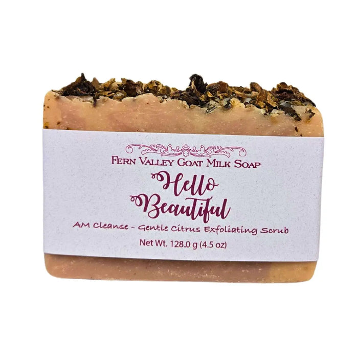 Natural Goat Milk Soap | Exfoliating Scrub | Hello Beautiful AM Cleanse by Fern Valley Soap