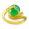 Natural Green Agate Sterling Silver Bypass Ring by Fine Color Jewels