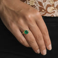 Natural Green Agate Sterling Silver Bypass Ring by Fine Color Jewels