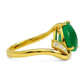 Natural Green Agate Sterling Silver Bypass Ring by Fine Color Jewels