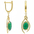 Natural Green Agate Sterling Silver Earrings by Fine Color Jewels