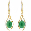 Natural Green Agate Sterling Silver Earrings by Fine Color Jewels