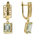 Natural Green Amethyst Gold Plated Sterling Silver Earrings by Fine Color Jewels