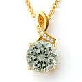 Natural Green Amethyst Pendant Necklace by Fine Color Jewels