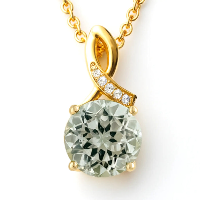 Natural Green Amethyst Pendant Necklace by Fine Color Jewels
