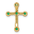 Natural Green Emerald Cross Gold Pendant by Fine Color Jewels