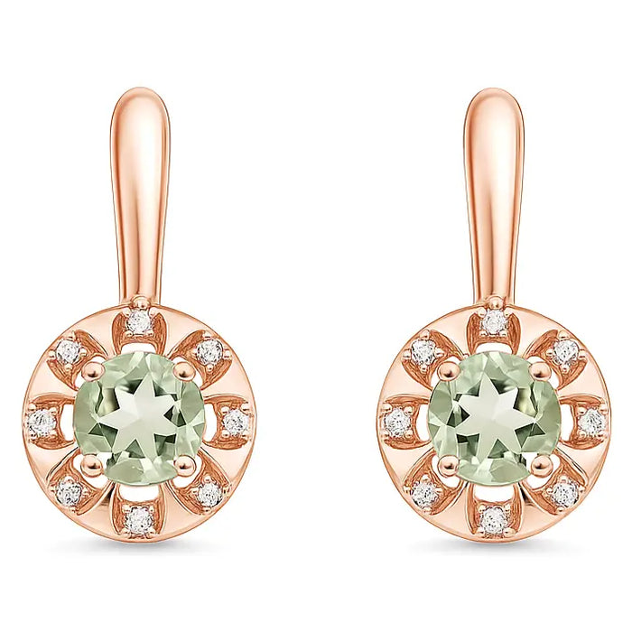 Natural Green Prasiolite Earrings Sterling Silver by Fine Color Jewels