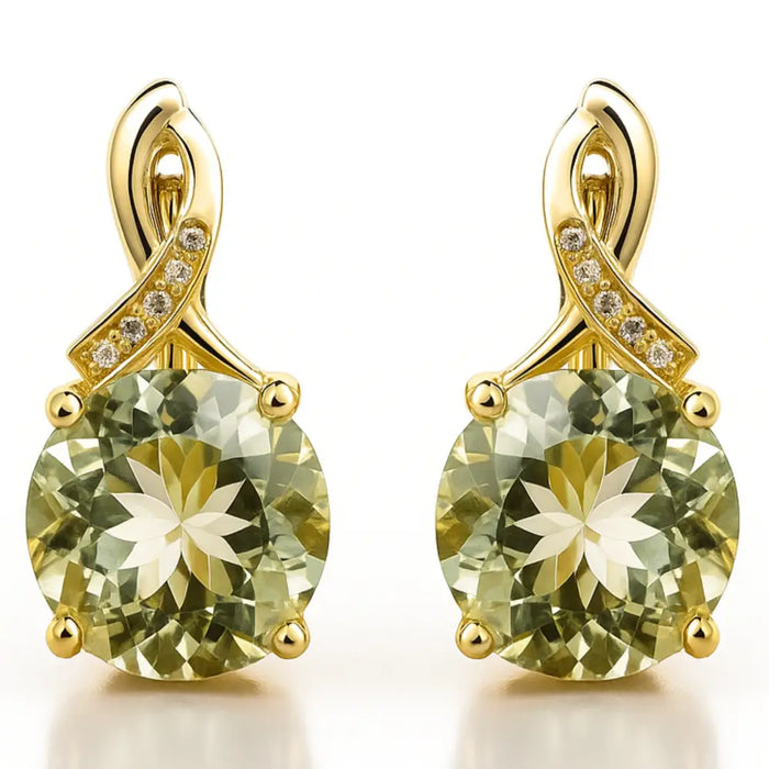 Natural Green Prasiolite Earrings Sterling Silver by Fine Color Jewels