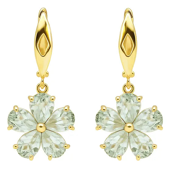 Natural Green Prasiolite Sterling Silver Earrings by Fine Color Jewels