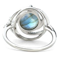 Natural Labradorite 925 Sterling Silver Statement Ring by Fine Color Jewels