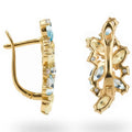 Natural Lemon Quartz and Sky Blue Topaz Silver Cluster Earrings by Fine Color Jewels