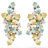 Natural Lemon Quartz and Sky Blue Topaz Silver Cluster Earrings