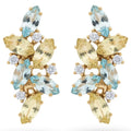 Natural Lemon Quartz and Sky Blue Topaz Silver Cluster Earrings by Fine Color Jewels