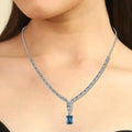 Natural London Blue Topaz Birthstone Necklace by Fine Color Jewels