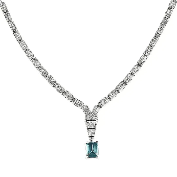 Natural London Blue Topaz Birthstone Necklace by Fine Color Jewels