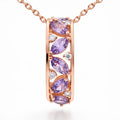 Natural Marquise Amethyst Sterling Silver Drop Pendant Necklace by Fine Color Jewels