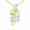 Natural Moonstone Silver Cluster Pendant Necklace by Fine Color Jewels